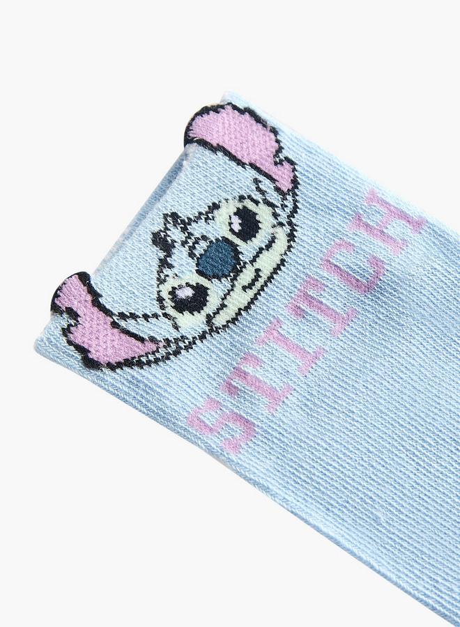 Disney Pack Of 7 Girls Socks Ankle Length Stitch Print - Image 4